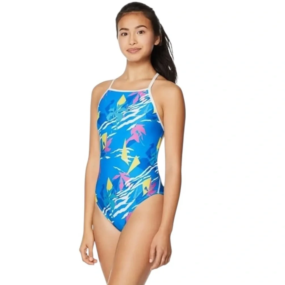 Speedo Palm Triangle Oneback Girls Swimsuit Size 6-6X NWT